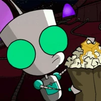 GIR the robot eating popcorn